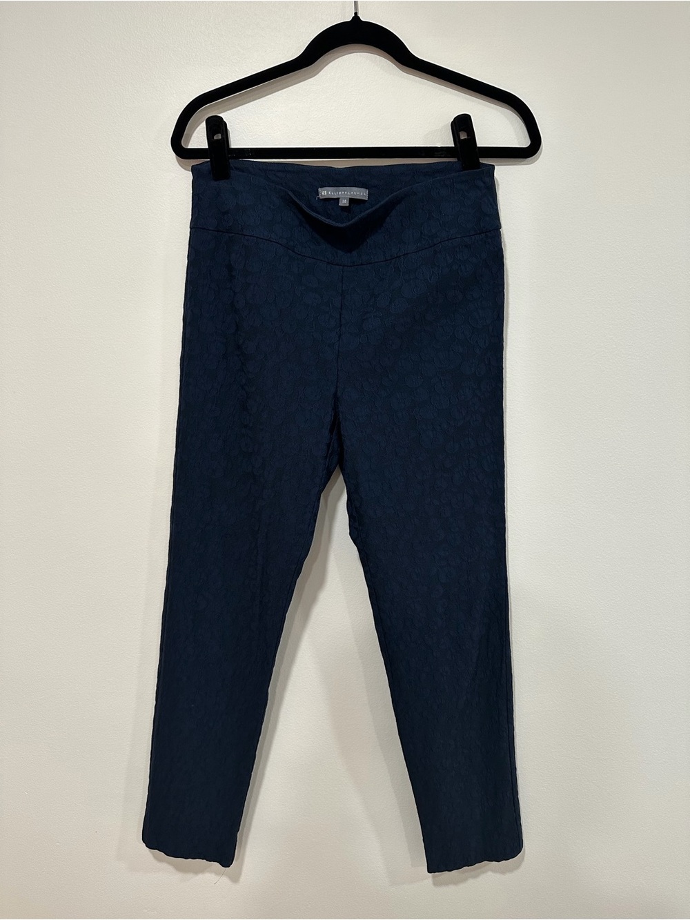 Elliott Lauren Navy Textured Ankle Pants